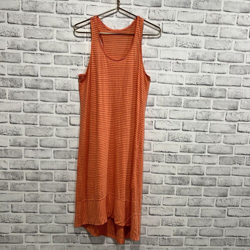 Eileen Fisher Striped Linen Maxi Dress Women Small Peach Pink Racerback